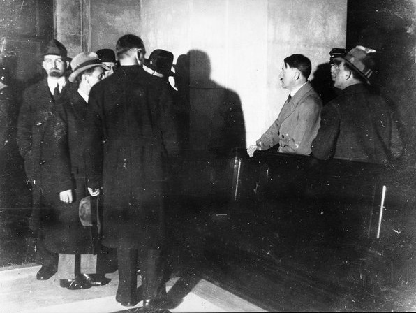 Adolf Hitler, Joseph Goebbels and Hermann Göring inspect the Reichstag after the fire